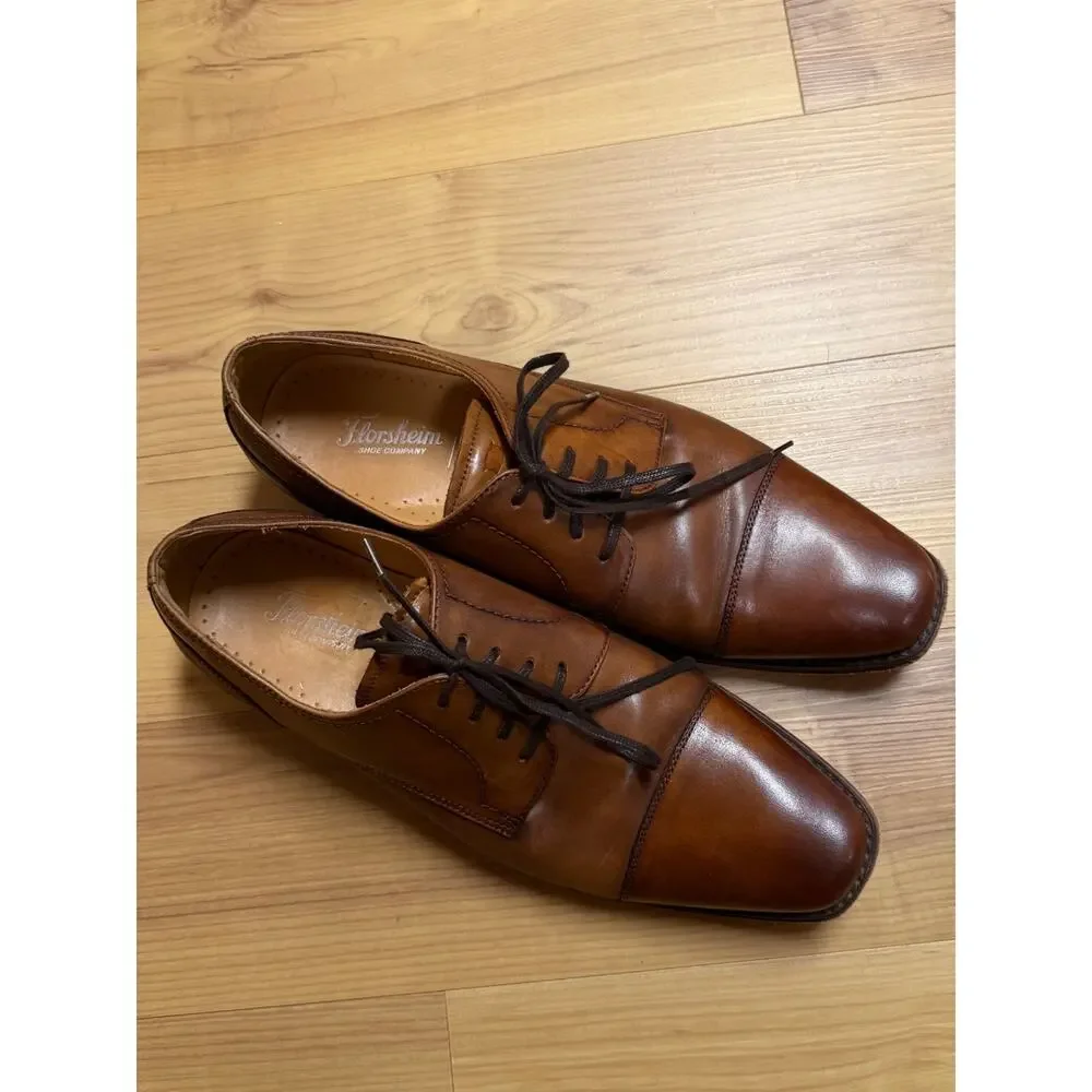 Florsheim Men’s Cap Toe Imperial Oxford Dress Shoes Cognac, Sz 9M